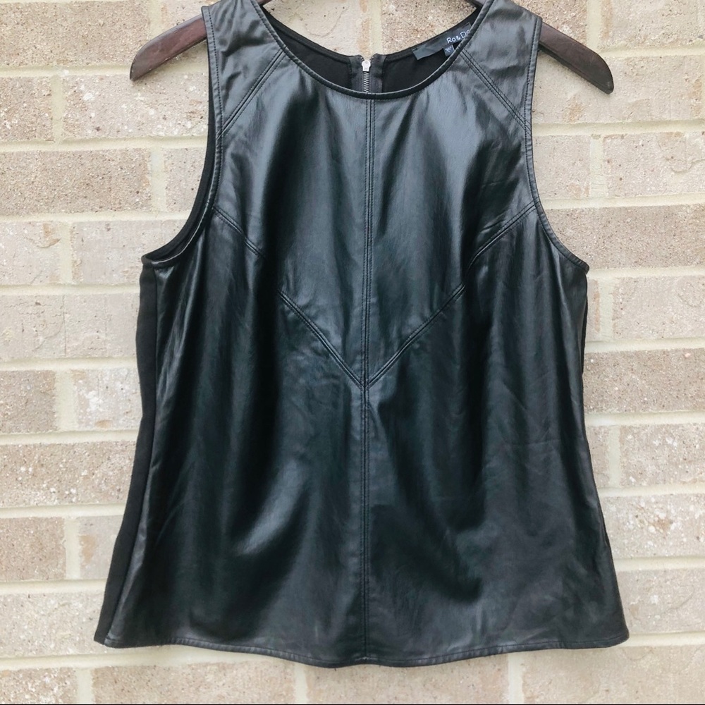 Ro & De Faux Leather Sleeveless shell